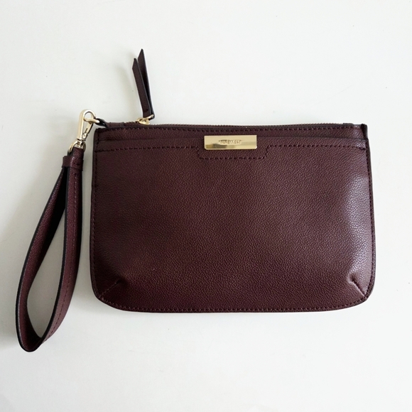 Nine West New Brown/Red Clutch Wristlet With Shiny Gold Hardware - Picture 15 of 16
